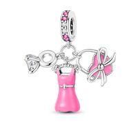 NARMO 925 Sterling Silber Charm für Pandora Armband Rosa Kleid&Tasche Dangle Charms für Frauen Mädchen Schmuck Geschenke