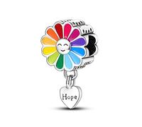 NARMO 925 Sterling Silber Charms für Armbänder Original Bead Charm für Pandora Armband Bunte Sonnenblumen Charms