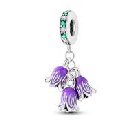 NARMO 925 Sterling Silber Charms für Pandora Armband Lila Lilie des Tales Dangle Charms für Frauen Mädchen