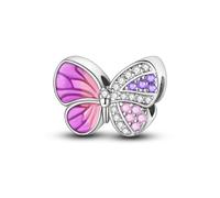 NARMO Charm Armbänder für Frauen 925 Sterling Silber Charms für Armbänder Rosa Lila Double Color Schmetterling Charm