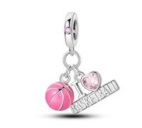 NARMO Charm für Pandora Armband 925 Sterling Silber Rosa Basketball Dangle Charm für Frauen Mädchen
