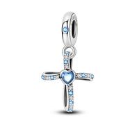 NARMO Charms für Pandora Armbänder 925 Sterling Silber Blau Kreuz Dangle Charms Pandora Armbänder für Frauen