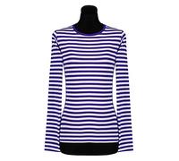 narrenkiste T2976-0402-S blau-weiß Damen Langarm tailliert Ringelshirt Gr.S=38