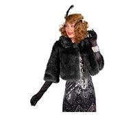 narrenkiste T3278-0100-M schwarz Damen Pelzjacke Charleston Bolero Plüschjacke Kurzjacke Gr.M=40