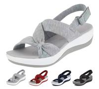 NARUPE 2024 Bequeme orthopädische Fußgewölbeunterstützung, Sommer, lässig, orthopädisch, niedrige Plateau-Sandalen mit Keilabsatz und Rücken, grau, 8 Wide