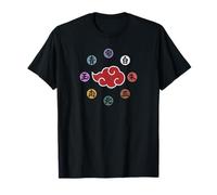 Naruto Offiziell Lizenziertes Akatsuki Ringe T-Shirt Schwarz S Klassische Passform Kurzarm Herren Jungen Anime Casual