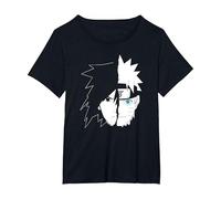 Naruto Sasuke Split Face T-Shirt, Damen Große Größen, Schwarz, 6X