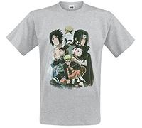 Naruto Shippuden - Group Männer T-Shirt grau meliert S 100% Baumwolle Anime, Fan-Merch, TV-Serien