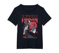 Naruto Shippuden Itachi Uchiha Red Splatter Anime T-Shirt, Damen Große Größen, Schwarz, 6X