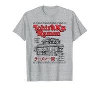 Naruto Shippuden Retro Ichiraku Ramen Shop Restaurant Anime T-Shirt, Herren, Grau Meliert, 5XL