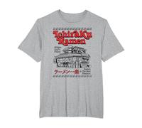 Naruto Shippuden Retro Ichiraku Ramen Shop Restaurant Anime T-Shirt, Herren Große Größen, Grau Meliert, 4X Tall