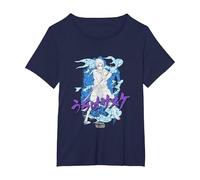 Naruto Shippuden Sasuke Kanji Distressed Hintergrund Anime T-Shirt, Damen Große Größen, Marineblau, 4X