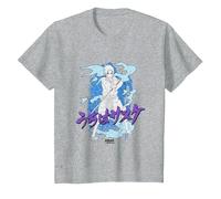 Naruto Shippuden Sasuke Kanji Distressed Hintergrund Anime T-Shirt, Kinder, Grau Meliert, 116