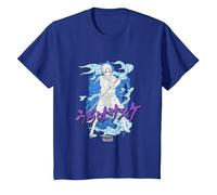 Naruto Shippuden Sasuke Kanji Distressed Hintergrund Anime T-Shirt, Kinder, Königsblau, 152