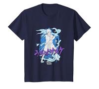 Naruto Shippuden Sasuke Kanji Distressed Hintergrund Anime T-Shirt, Kinder, Marineblau, 140