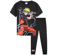 Naruto Shippuden Schlafanzug Jungen Loungewear Set Kurzarm T-Shirt und Lange Pyjama Hosen Anime Geschenk für Kinder Teens (9-10 Jahre, Schwarz)