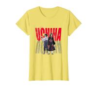 Naruto Shippuden Uchiha Itachi & Sasuke Gradient Logo Anime T-Shirt, Damen, Gelb, XS