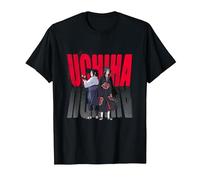Naruto Shippuden Uchiha Itachi & Sasuke Gradient Logo Anime T-Shirt, Herren, Schwarz, L