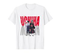 Naruto Shippuden Uchiha Itachi & Sasuke Gradient Logo Anime T-Shirt, Herren, Weiß, M