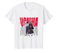 Naruto Shippuden Uchiha Itachi & Sasuke Gradient Logo Anime T-Shirt, Kinder, Weiß, 116
