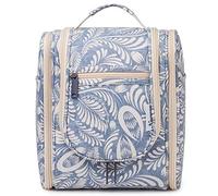 Narwey Kulturbeutel zum Aufhängen, Klein Kulturtasche Kulturbeutel Damen Kinder, Waschtasche Hanging Toiletry Bag Damen für Reise, Kosmetiktasche Make up Tasche für Frauen (Blaues Blatt (Klein))