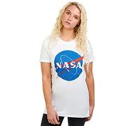 Nasa Damen Circle Logo T Shirt, Weiß (White White), 36 EU