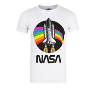 Nasa Herren Regenboog T Shirt, Weiß, M EU