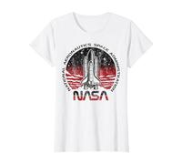 NASA Initiate Sequence Red and Black Faded Graphic T-Shirt T-Shirt, Damen, Weiß, XS
