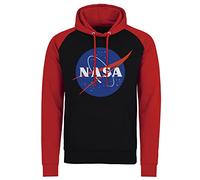 NASA Offizielles Lizenzprodukt Insignia Baseball Kapuzenpullover (Schwarz - Rot), Large