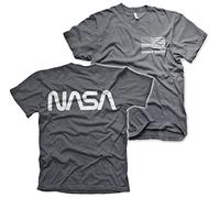 NASA Offizielles Lizenzprodukt Schwarz Flag Herren T-Shirt (Dunkel-Heather), XL