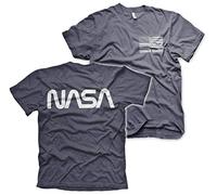 NASA Offizielles Lizenzprodukt Schwarz Flag Herren T-Shirt (Marineblau-Heather), S