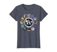 NASA Programm Shirt Project Apollo Mission Patch Tshirt T-Shirt, Damen, Blau Meliert, XL