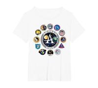 NASA Programm Shirt Project Apollo Mission Patch Tshirt T-Shirt, Damen Große Größen, Weiß, 6X
