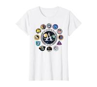 NASA Programm Shirt Project Apollo Mission Patch Tshirt T-Shirt, Damen, Weiß, XL
