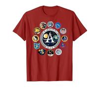 NASA Programm Shirt Project Apollo Mission Patch Tshirt T-Shirt, Herren, Cranberry, 3XL