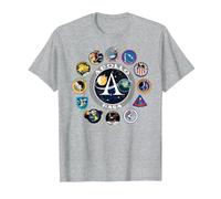 NASA Programm Shirt Project Apollo Mission Patch Tshirt T-Shirt, Herren, Grau Meliert, XXL