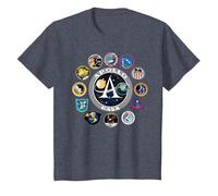NASA Programm Shirt Project Apollo Mission Patch Tshirt T-Shirt, Kinder, Blau Meliert, 140