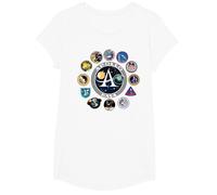 NASA Programm Shirt Project Apollo Mission Patch Tshirt T-Shirt, Mädchen, Weiß, S