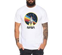 NASA Retro - Herren T-Shirt Astronaut Space Rocket Moon Insignia Space Raumfahrt Astronaut Nerd, Größe:XXL, Farbe:Weiß