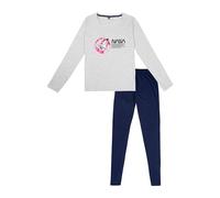 NASA Schlafanzug für Damen Pyjama Set Langarm Oberteil mit Hose Grau/Blau (DE/NL/SE/PL, Alphanumerisch, L, Regular, Regular, Grau/Blau)
