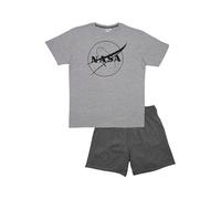 NASA Schlafanzug für Männer - Pyjama Set Kurzarm Oberteil mit Hose Grau (DE/NL/SE/PL, Alphanumerisch, M, Regular, Regular, Grau)