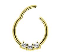 Nasenpiercing ADELIA´S "Piercing Nasenpiercing", Damen, Gr. 10, gold, Chirurgiestahl, Piercings, mit drei klaren gefassten Kristallen in 2 mm (11926432-0) gold