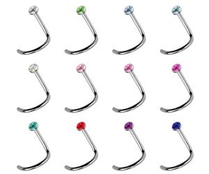 Nasenpiercing ADELIA´S "Piercing - Nasenpiercing Titan Spirale Zirkonia", dunkelrosa, Piercings, Damen, Spirale mit Zirkonia, 7 mm Länge, 0,8 mm Stärke, Titan (84988140-0) dunkelrosa