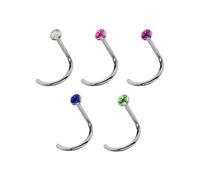 Nasenpiercing ADELIA´S "Piercing Piercing Nasenpiercing", Damen, Gr. onesize, bunt, Titan, Piercings, Titan Nasen Piercing Set 5 bunte Nasenstecker mit Spirale - Stab 0,8mm (32284444-0) bunt