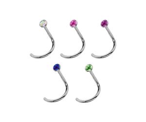 Nasenpiercing ADELIA´S "Piercing Piercing Nasenpiercing", Damen, Gr. onesize, bunt, Titan, Piercings, Titan Nasen Piercing Set 5 bunte Nasenstecker mit Spirale - Stab 0,8mm (30783441-0) bunt