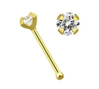Nasenpiercing ADELIA´S "Piercing Piercing Nasenpiercing", Damen, Gr. onesize, gold, Gelbgold 750, Piercings, Nasenstecker - Nose Bone 14kt Gold mit Zirkonia + Stopper (87805823-0) gold