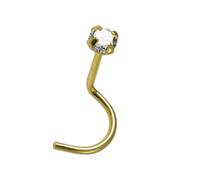 NASENPIERCING mit echtem Diamant / 585er Echtgold/Nose Pin Piercing/Maße 0,8 x 6 x 1,4 mm/Online Schmuck kaufen / 46006