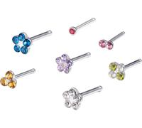 Nasenpiercing-Set FIRETTI "Multipack Schmuck Geschenk Edelstahl Piercing Nasenstecker Flower", bunt (edelstahl, bunt, blutrot, fuchsia, champagner, grün, kristallweiß, lavendel, blau), Piercings, Dame