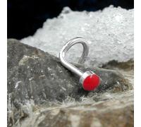 Nasenstecker 2,5mm Spirale mit Email-Punkt rot Silber 925