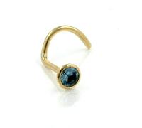 Nasenstecker 2,5mm Spirale mit Zirkonia aquamarin-hellblau 18Kt GOLD